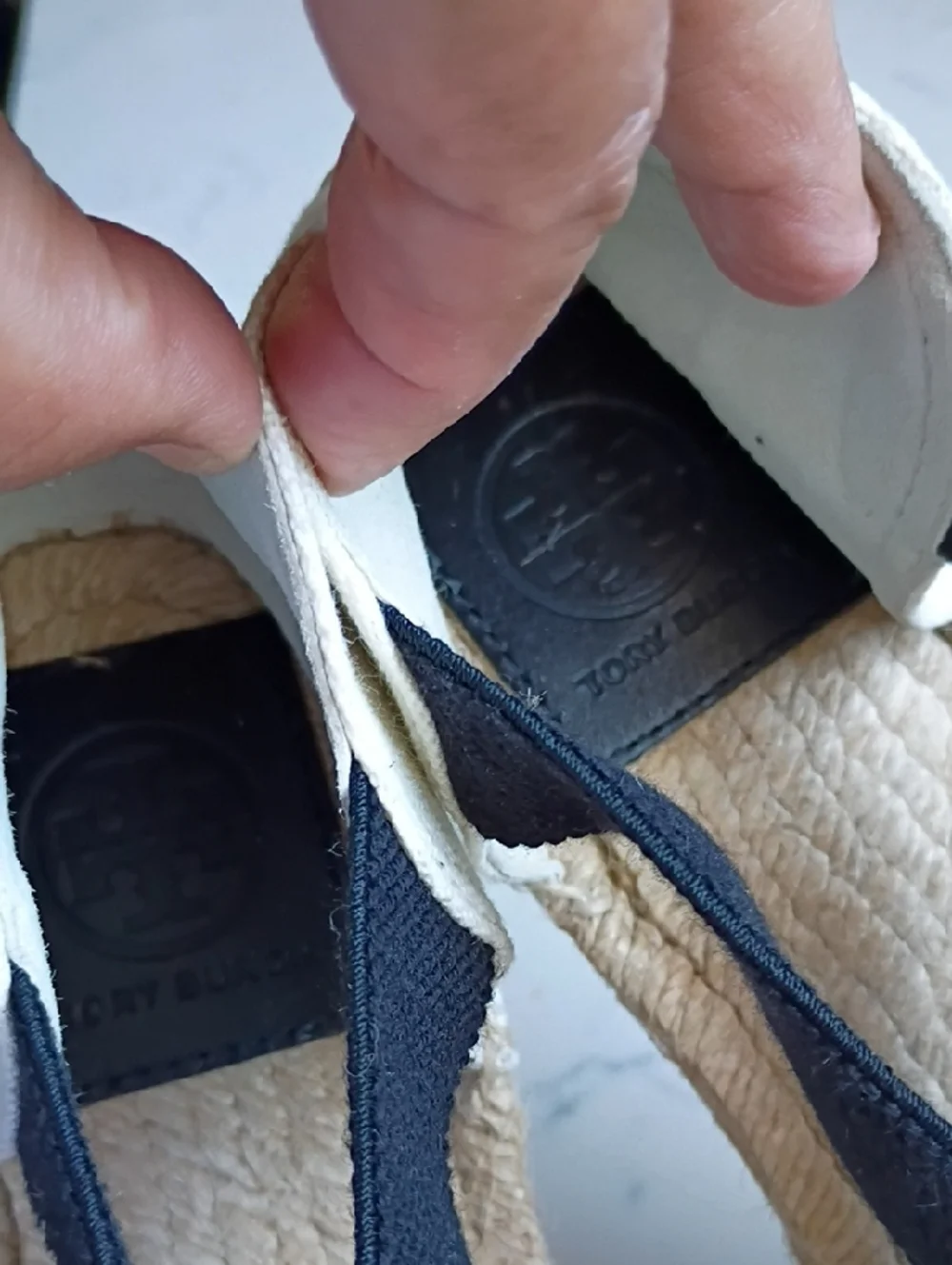 Tory Burch Canvas Espadrilles with Black Crisscross Straps